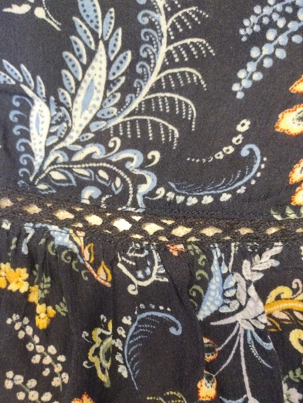 Democracy Navy Floral Smocked Peasant Blouse - Picture 8 of 8